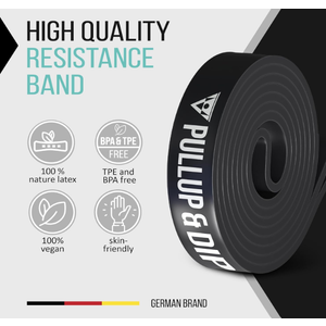 Pullup & DIP Fitness Bands, Resistance Bands with Bag, Door Anchor (with Sets) and Exercise Guide - Single & in Value Set, Pull-Up Band Fitness Band for Calisthenics (LIGHT (Black, 15-53 lbs))