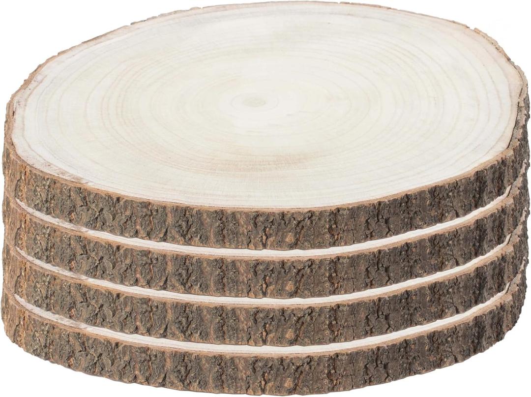 Vintiquewise Barky Natural Wood Slabs Rustic Ornament Slice Tray Table Charger 16" set of 4