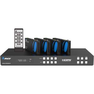 OREI Professional 4K 4x4 HDMI Extender Matrix - HDBaseT UltraHD 4K @ 60Hz 4:2:0 Over Single CAT5e/6/7 Cable with HDR Switcher & IR Control, RS-232 - Up to 230 Ft - Loop Out - 4 Receivers Included