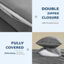 Shilucheng 100% Cotton King Size Duvet Covers - 600 Thread Count, Luxury Sateen Weave Egyptian Cotton Comforter Cover with Zipper Closure & Corner TiesHotel Bedding Duvet Covers 3 Piece (Grey)