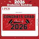 2 x Graduation Decorations 2026 - Red Polyester Graduation Backdrop - Graduation Party Decorations - Congrats Grad Banner - Graduation Decorations Class of 2026,Graduation Party Favors Supplies Yard Sign