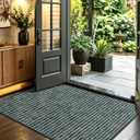 Color&Geometry Thin Indoor Door Mat 32"x48", Dirt & Moisture Trapping, Non-Slip Rubber Backing, Low Profile Inside Doormat for Home Entrance, Entryway, Patio & Porch,Teal Green
