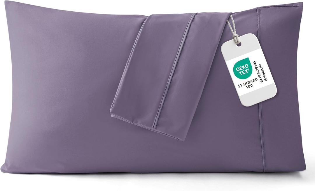 Bedsure King Size Pillow Cases Set of 2 - Grayish Purple Brushed Microfiber Pillowcases 2 Pack, Super Soft Pillow Case Cover with Envelope Closure for Kids, Wrinkle, Fade Resistant, 20x36 Inches