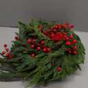 6 Pcs 15" Christmas Mini Cabinet Wreaths for Kitchen,Artificial Norfolk Pine & Cypress Wreath with Red Berry Bow for Christmas Decorations Window Door Fireplace Table Staircase Indoor Outdoor