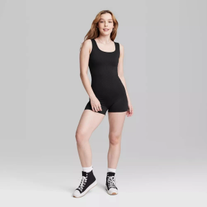 Wild Fable Seamless Fabric Reversible Romper Womens Small Ribbed Stretch Black