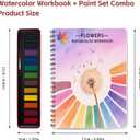 Watercolor Workbooks, Beginner Watercolor Painting Kit – 12 Colors Paint Set with Brush – Perfect for Gifting to Spark Creativity & Joy for Teens & Adults（Flower）