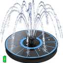Solar Water Fountain with 2000 mAh Battery Backup Works in Cloudy, 3.5 W Glass Small Solar Fountain Pump with 7 Nozzles, Bird Bath Fountains Solar Power for Bird Bath, Hummingbird,Pond, Garden (Blue Panel)