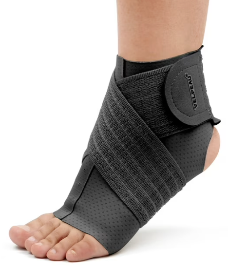 Velpeau Ankle Brace Adjustable Compression Sleeve (Pair),Ankle Support Heel Brace for Achilles Tendonitis, Plantar Fasciitis-Eases Swelling and Sprained Ankle(Black,Reg)