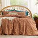 Bedsure Boho Duvet Cover Queen Size - Boho Bedding, Tufted Queen Duvet Cover for All Seasons, 3 Pieces Embroidery Shabby Chic Home Bedding,Comforter Not Included (Burnt Orange, 90" x 90")