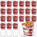 Sliner 24 Pack 5 oz Heart Shaped Dessert Cups with Lids and Spoons Plastic Dessert Container Heart Shaped Bowls Disposable Parfait Pudding Shooter for Mother's Day Wedding Party Supplies (Clear)