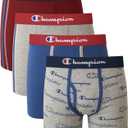 Champion Boys' Everyday Cotton Stretch Briefs- 4 Pack (Medium, Grey/Red/Navy)