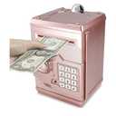 Mini ATM Piggy Bank ATM Machine Best Gift for Kids,Electronic Code Piggy Bank Money Counter Safe Box Coin Bank for Boys Girls Password Lock Case (Rose Gold)