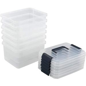 4.5 L Plastic Latch Storage Boxes with Lids, 6-Pack Plastic Boxes