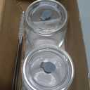 AINFAME Leakproof Glass Cups with Plastic Lids and Straws, 16oz Iced Coffee Cup, Drinking Glasses Tumbler for Water, Boba Tea, Smoothie - 2pcs