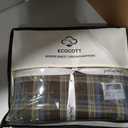 ECOCOTT Cotton 3 Pcs Duvet Cover Set Linen Feel Brown & Blue Plaid Queen