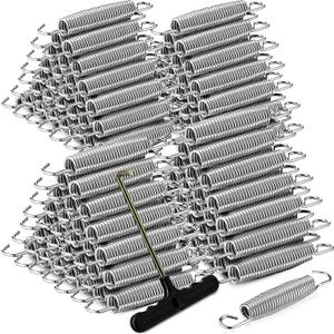 Tudomro Trampoline Springs 5.5 Inch Bulk Heavy Duty Stainless Steel Replacement Trampoline Springs with T-Hook Weather Resistant Metal Pulling Tool Accessories