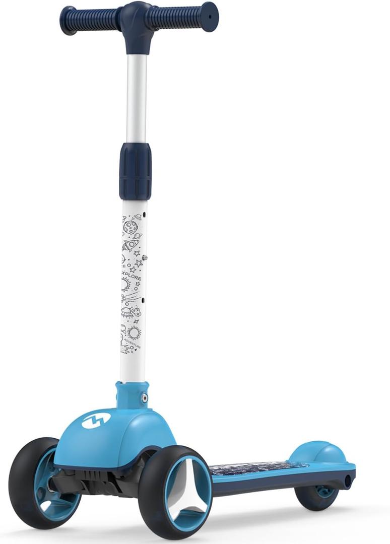 MOUNTALK Kids Scooter for Ages 1-12 Years, 3 Wheels Toddler Scooter for Children Age 1-3/3-5/5-8/8-12 Boys and Girls with Adjustable Heights and LED Wheels (Blue Galaxy)
