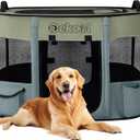 Foldable Dog Cat Playpen, Portable Dog Crate for Puppies, Cat, Puppy Play Pen for Indoors, Kennel Tent Crate for Indoor Outdoor Travel Camping Use with Carrying Case (Green, L)