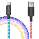 USB Type C Cable, 3.3ft LED RGB Gradual Light USB A to Type C Charger Cord 66W Fast Charging USB C Cable for iPhone 15 Plus Pro Max, Samsung Galaxy S24 S23 S21 S20 Plus, LG More Android Phone
