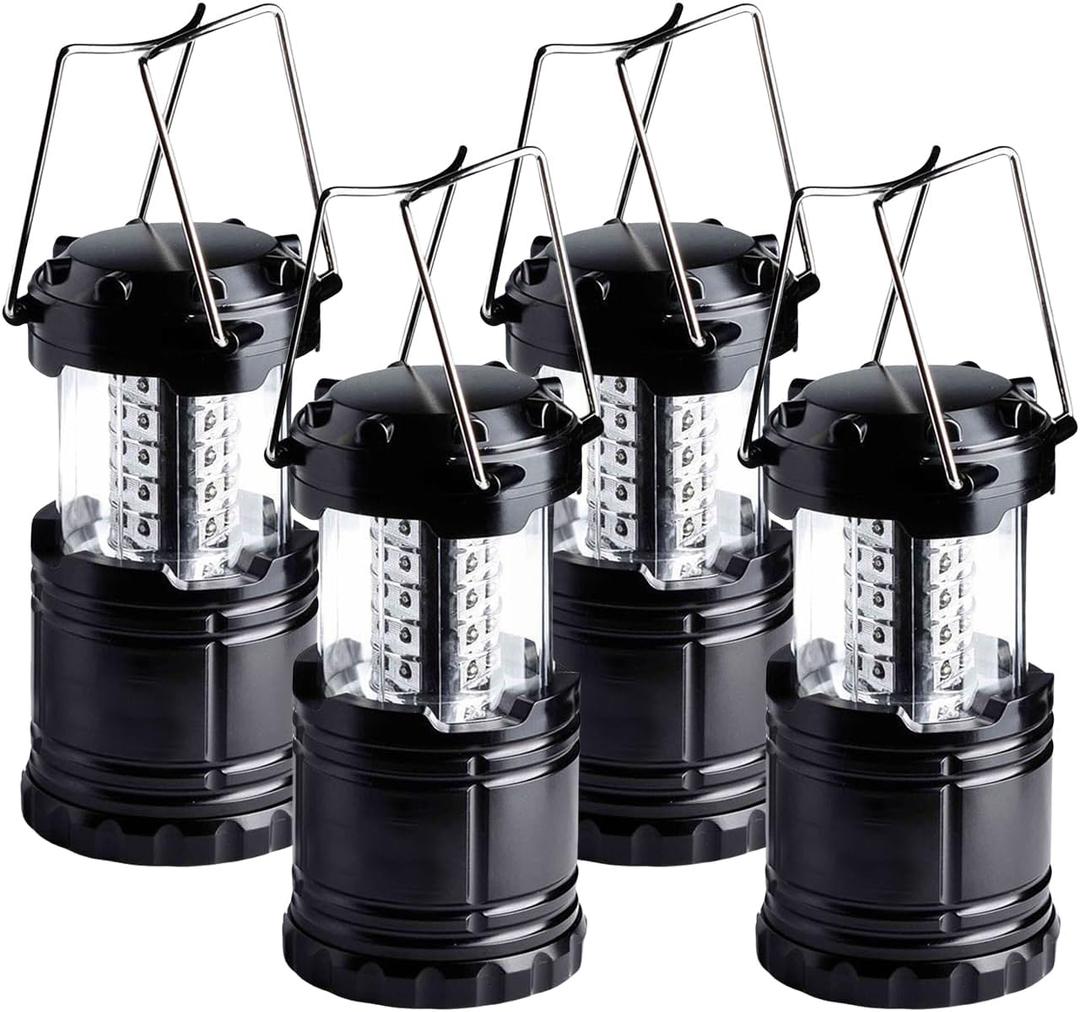 KPKJOO Lantern Collapsible Camping Light, Battery Operated Lanterns LED Super Bright for Power Outages Indoor Emergency Outdoor Camping Hiking Kit (4, LED)