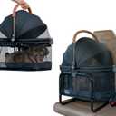 Pet Gear No-Zip View 360 Pet Carrier & Car Seat with Booster Seat Frame for Small Dogs & Cats, Mesh Ventilation, Push Button Entry, No Tools Required, Onyx (20-inch)