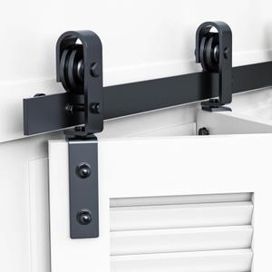 64'' Bifold Sliding Barn Door Hardware Track Kit for 2 Doors, Heavy Duty Side Mounted Roller, Easy Install, Slide Smoothly & Quietly, No Doors (Track Length 64'' Fit Double Under 30'' Wide Door)