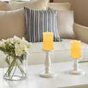 Wax Shell Flameless Candles : Set of 1 H4D3.15 Remote Control LED Electric Candle Ivory Real Wax Pillar Flickering Candles with Timer Home Halloween Christmas Gift Deco