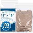 Spartan Industrial - 12” X 18” (100 Count) Self Seal Clear Poly Bags with Suffocation Warning for Packaging, Clothes - Permanent Adhesive