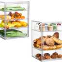 3 x SANKEU Pastry Display Case,Bread Box for Kitchen Countertop,4 Layers Adjustable Clear Bread Storage with Magnetic Door Bakery Pastry Display15.5x11.4x9.8inch1 Pack