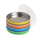 Elk and Friends 7.8” Stainless Steel Non Divided Plates with Silicone Sleeve + Storage Lid | Baby, Toddler, Kids | Dishwasher Safe | Dinner & Snack Plates | 4 Pack