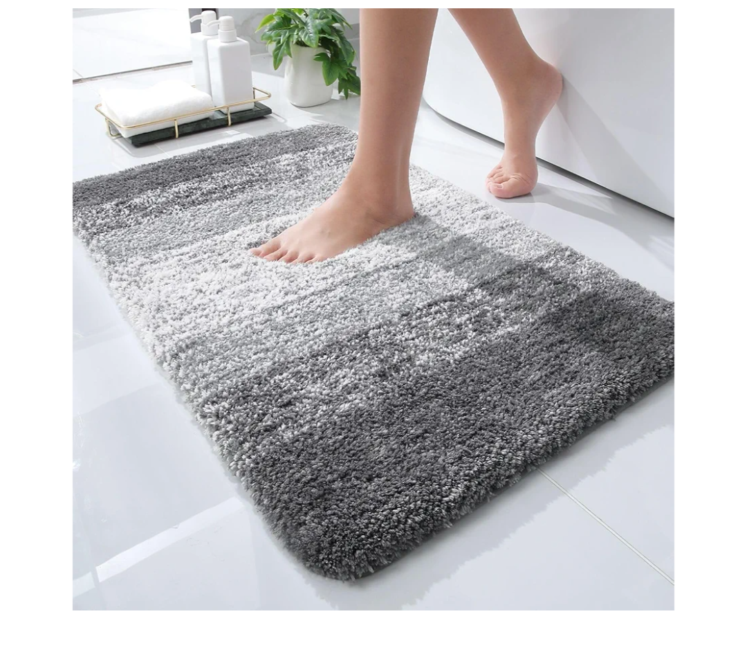 OLANLY Bathroom Rugs Mat 24x16, Extra Soft Absorbent Microfiber Bath Rugs, Rubber Backing, Quick Dry, Machine Washable Bath Mats for Bathroom Floor, Tub and Shower, Home Decor Accessories, Grey
