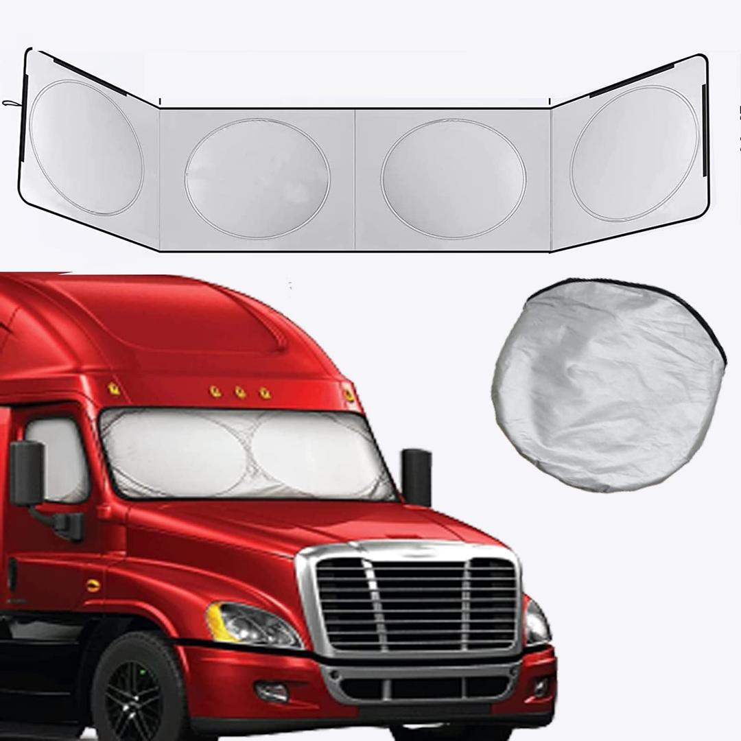 Semi-Truck Sun Shade for Windshield and Side Windows, Maximum Coverage to Block UV, Best for Semi, Commercial & Big Rig Truck