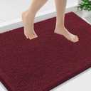 Smiry Luxury Chenille Bathroom Rugs 36x24, Extra Soft and Absorbent Shaggy Bath Mat, Machine Washable, Non-Slip Plush Carpet Runner for Tub, Shower, and Floor, Home Decor Accessories, Burgundy