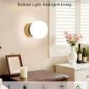 Battery Operated Rechargeable Wall Sconce Single, Brushed Gold Opal Glass Globe Wall Lamp, Wireless Touch & Remote Control, Dimmable 3 CCT + 12 RGB Colors for Bedroom Living Room Hallway