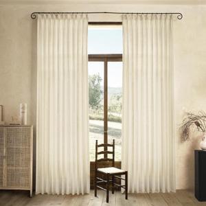 Natural Pinch Pleated Linen Curtains 84 Inch Length 2 Panels for Living Room Bedroom Textured Cream Ivory Birch Semi Sheer Boho Neutral Back Tab Hooks Rings Window Curtain