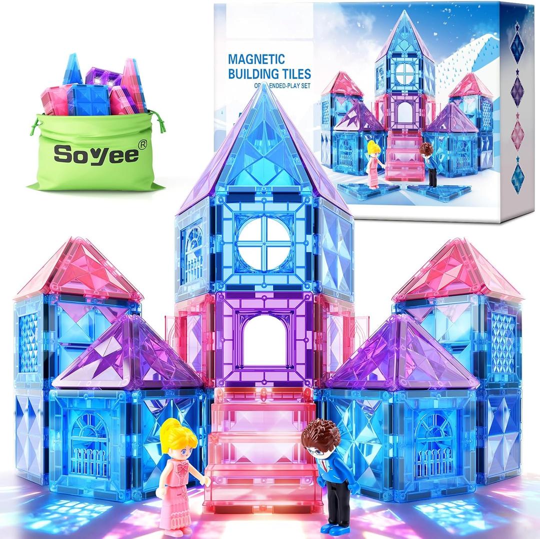Soyee Diamond Magnetic Building Blocks - Princess Toys for 3-8 Year Old Girls & Boys - 3 4 5 6 Year Old Girl Birthday Xmas Present (Blue)