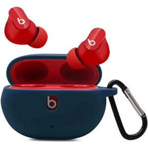 Silicone Case for Beats Studio Buds 2021/2023, Premium Shockproof Silicon New Beats Studio Buds Case Cover with Keychain (Midnight Blue)