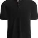 Alex Vando Mens Polo Shirts Short Sleeve Regular Fit Fashion Designed Shirt (Large, Black)