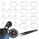 18Pcs Silicone Water Bottle Gasket Replacement Accessories & Tweezers, Rubber Gasket Rings Replacement for Hydro Flask, Silicone Seal Rings Replacements Compatible with 24/32/40/64oz Water Bottles Cap