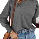 Dokotoo Womens Fashion Women's T-Shirts Long Sleeve Crop Tops Trendy Tshirts Long Sleeve Tops Summer Fall 2025 Fashion (Gray, S)