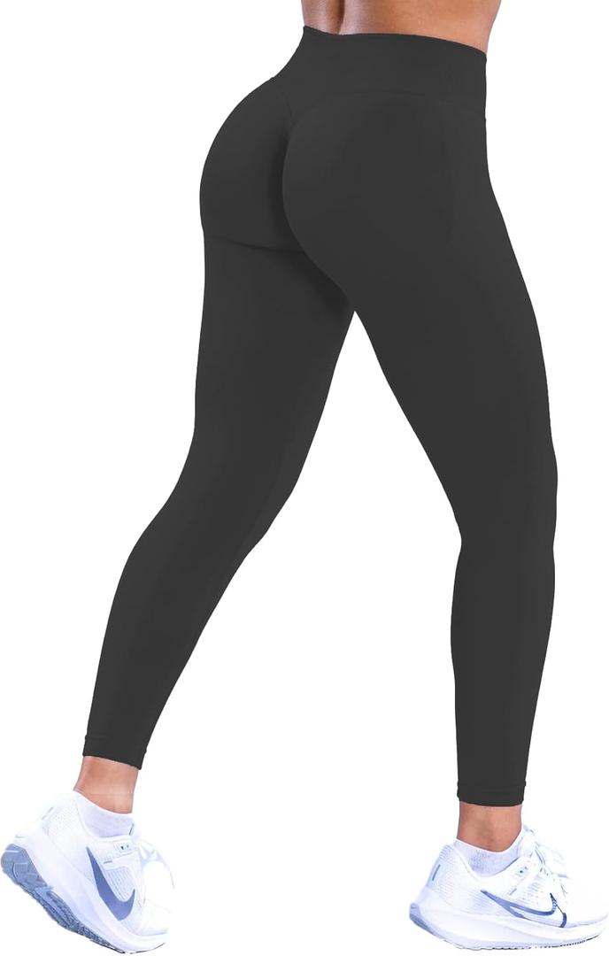 Impact Leggings Hidden Scrunch Sports Seamless Yoga Pants Women Workout Fitness Gym Outdoor Legging (Medium, Midnight Black)