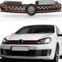 Front Upper Grill Black With Red Trim Grille Compatible With 2010 2011 2012 2013 2014 VW Volkswagen GTI Jetta Golf