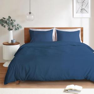 Mejoroom Navy Duvet Cover Full - Bedding Sets Full - Soft and Breathable Comforter Cover with Zipper Closure, 3 Pieces, 1 Duvet Cover (80x90) and 2 Pillow Cases (20x26)