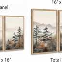 Framed Mountain Landscape Wall Art Set of 3 - Canvas Prints with Real Wood Frame Foggy Pine Tree Misty Forest Painting Nature Picture Wall Decor for Living Room Bedroom Office 16x24 Inches