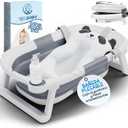 Portable Folding Baby Bath from Newborn to 24 Months + Large Ergonomic and Padded Panda Cushion + Non-Slip Feet Bathtubs for Babies Easy to Clean Banheira Home or Travel