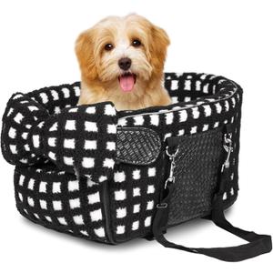 Portable Dog & Cat Car Seat - Under 13 lbs, With Cozy Bow Neck Pillow (Grid-Black) Portable Dog & Cat Car Seat - Under 13 lbs, With Cozy Bow Neck Pillow (Grid-Black)