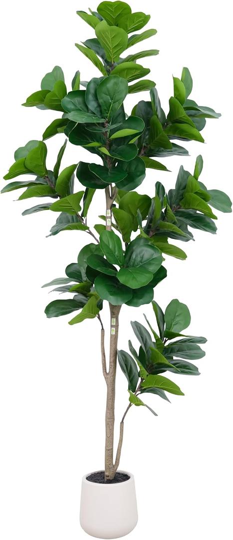 Artificial Fiddle Leaf Fig Tree 7ft - Lifelike Indoor Tall Faux Plant for Home & Office Dcor, Low Maintenance, Realistic Greenery for Living Room, Bedroom