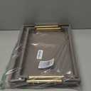 2 Piece Woven Leather Ottoman Tray with Gold Handles, Perfect Rectangular Serving Tray for Living Room, Coffee Table Tray as Thoughtful Gift for Home Decor Enthusiasts (Coffee Brown)