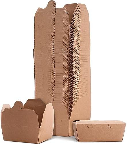 Mifoci 100 Pack Brown Take out Boxes 16.9oz Chinese Take out Food Containers, Disposable Lunch Containers, Kraft Small to Go Box for Meal, Weddings, Party, Leak and Grease Resistant, Microwaveable