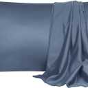 uxcell 2 Pack Silk Satin Pillowcase for Hair and Skin, Cool, Silky, Soft Breathable Pillow Cases King Size 20x36 Inch Sateen Pillowcase Slate Gray with Envelope Closure
